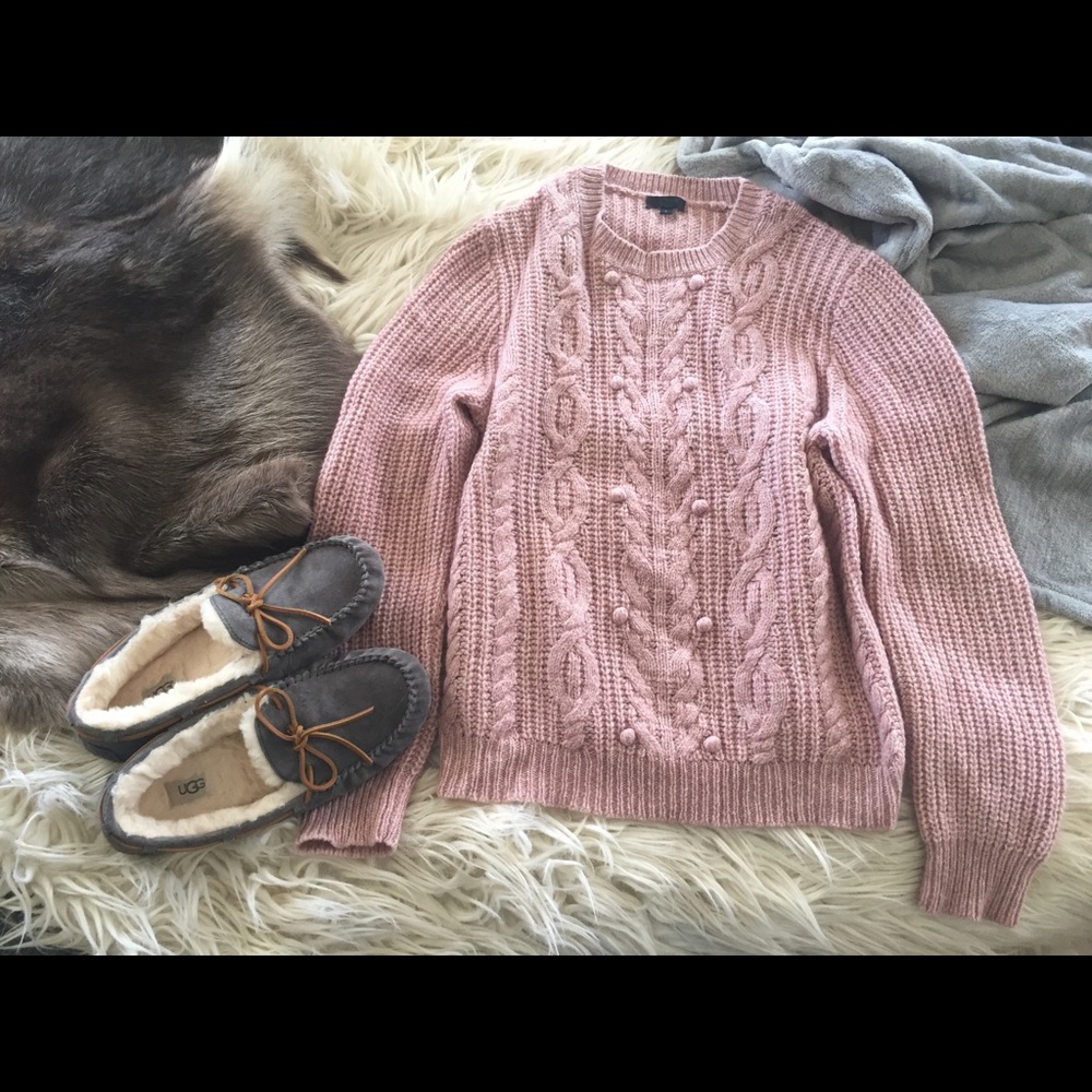 J Crew Collection cashmere popcorn cable sweater
